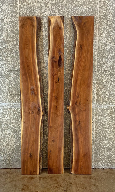 3- Reclaimed Live Edge Black Walnut Small Dining Table Top Set 4374-4376